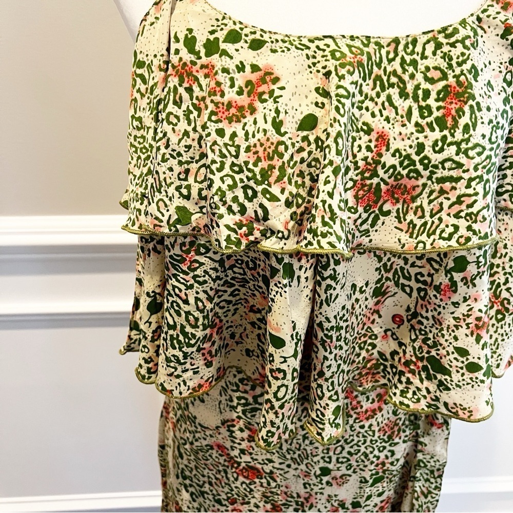 NEW Raga 2 Piece Set size S Kochi Leopard Print Tank and Wrap Skirt Green Pink - Picture 2 of 6